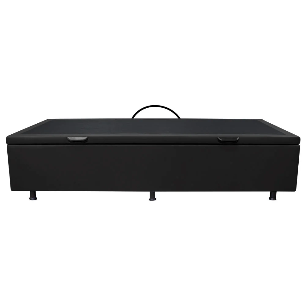 Base Box Baú para Cama Solteiro 88x188cm Liz S05 Sintético Preto - Mpozenato
