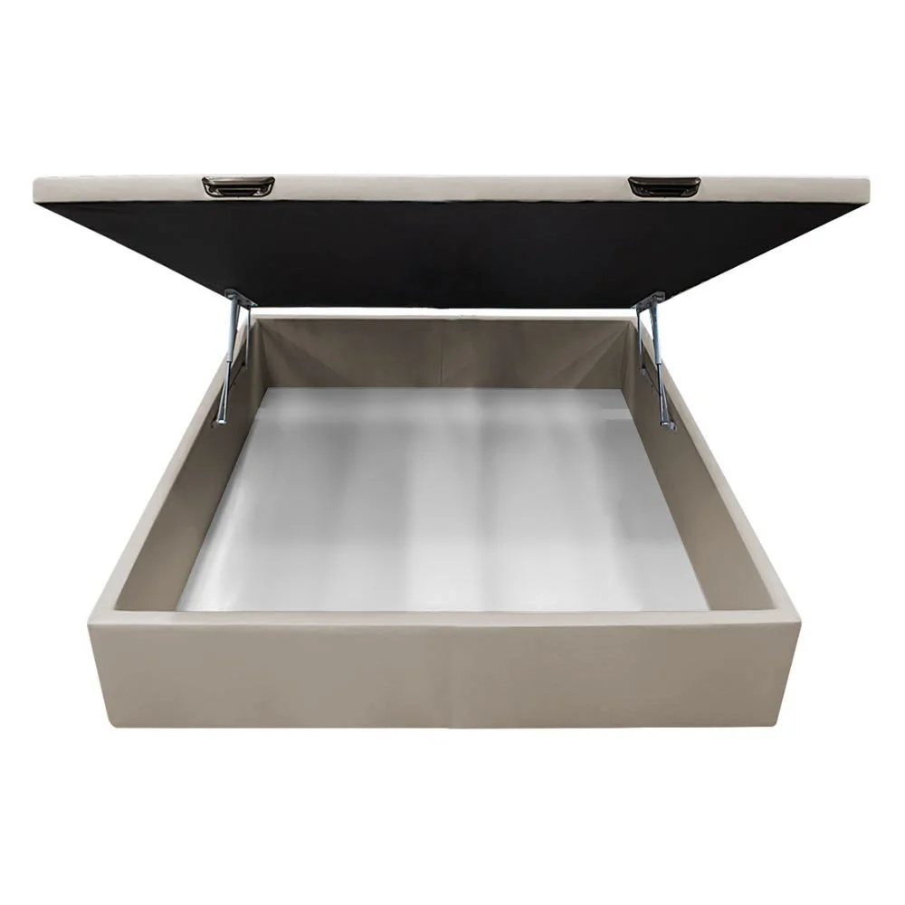 Base Box Baú para Cama Viúva 128x188cm Liz S05 Sintético Bege - Mpozenato