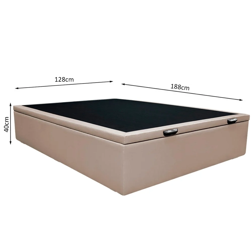 Base Box Baú para Cama Viúva 128x188cm Liz S05 Sintético Bege - Mpozenato
