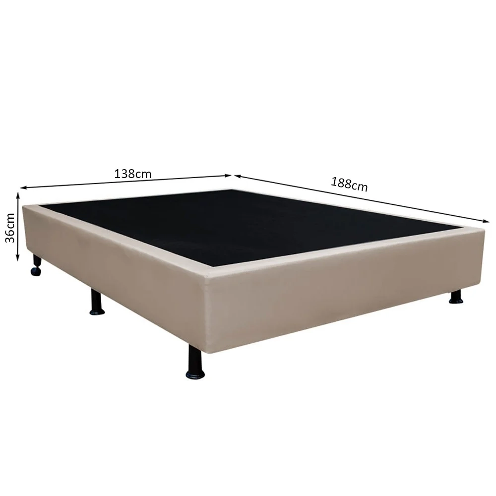 Base Box para Cama Casal 138x188cm Liz S05 Sintético Bege - Mpozenato