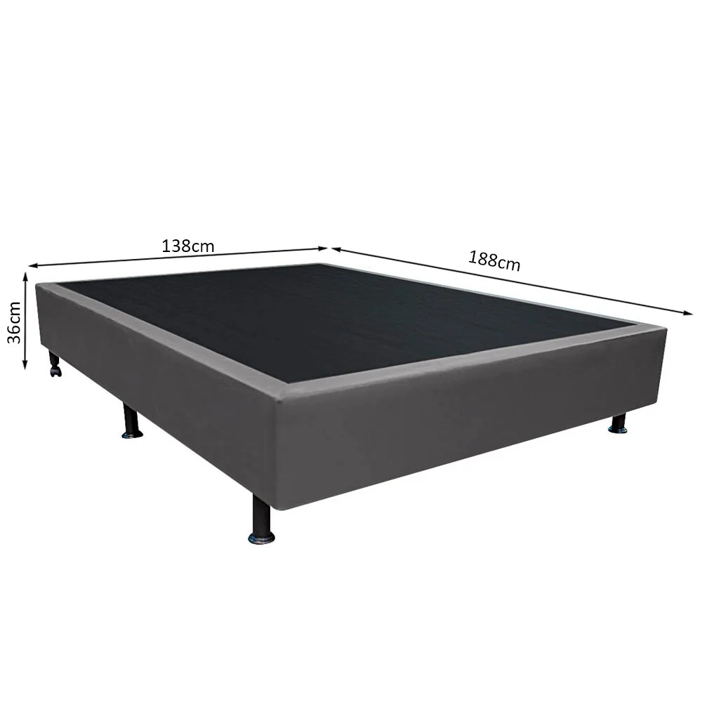 Base Box para Cama Casal 138x188cm Liz S05 Sintético Cinza - Mpozenato