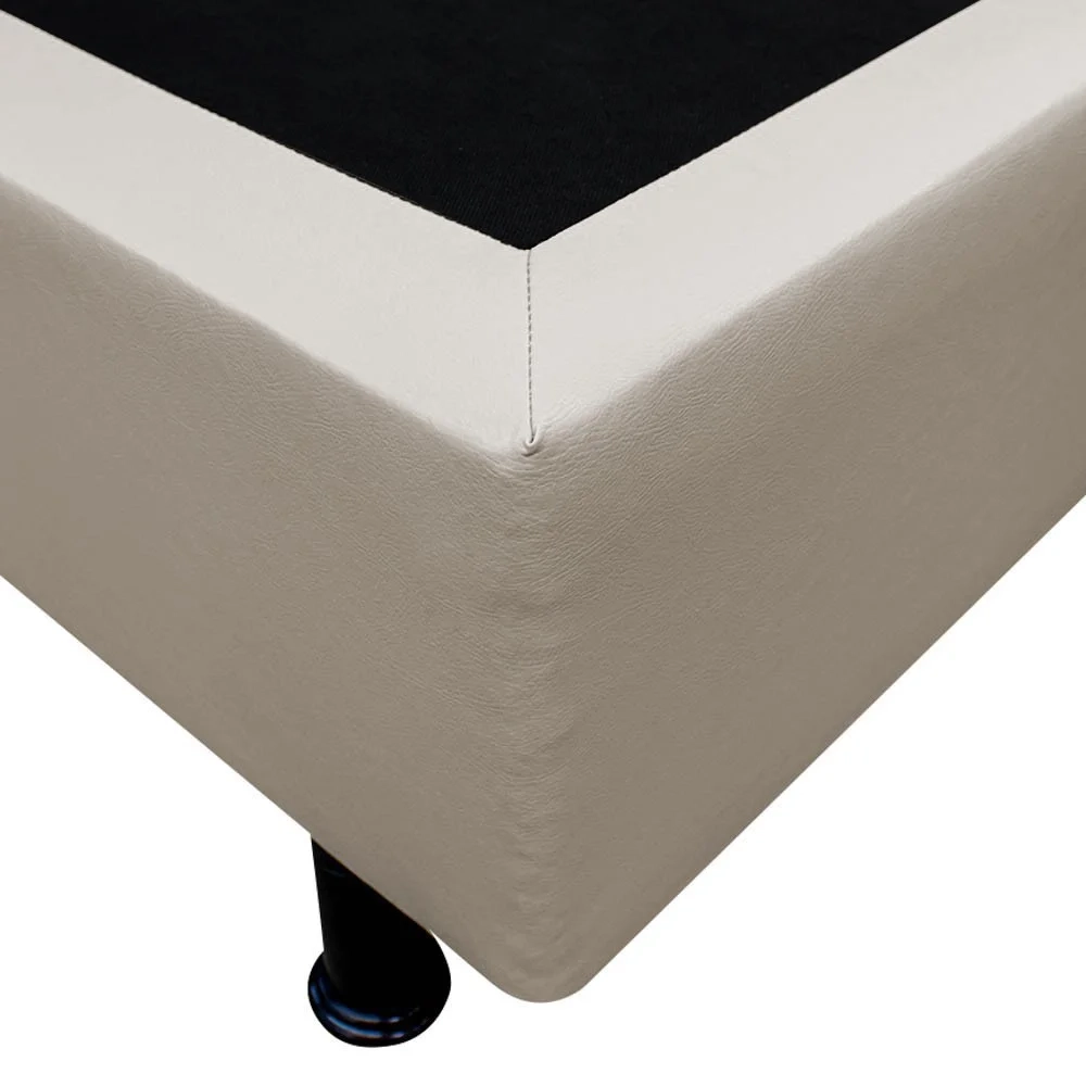 Base Box para Cama Casal King 192x203cm Bipartido Liz S05 Sintético Bege - Mpozenato