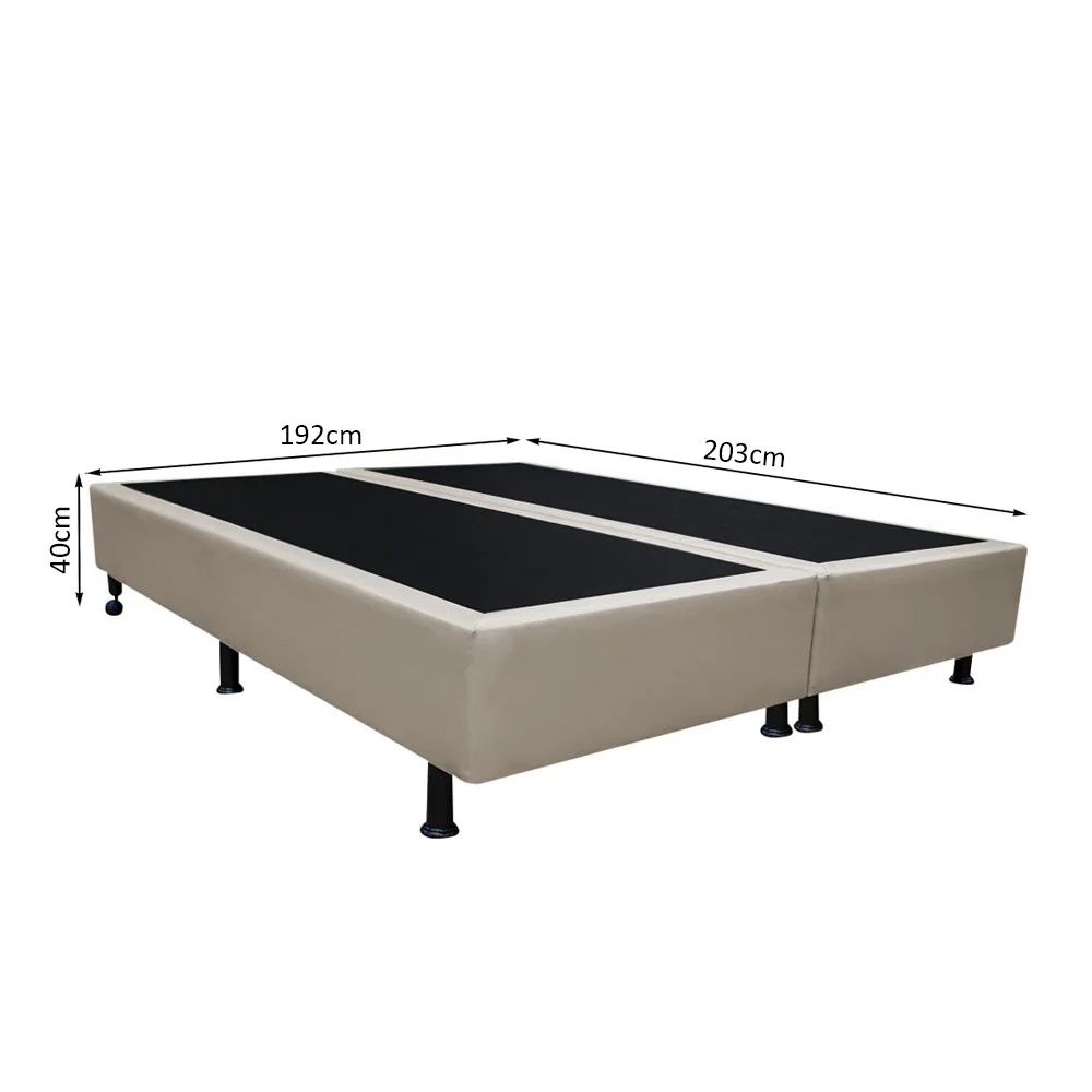 Base Box para Cama Casal King 192x203cm Bipartido Liz S05 Sintético Bege - Mpozenato