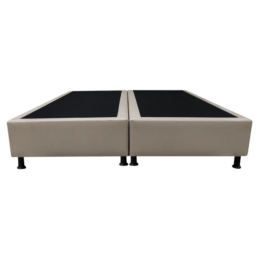 Base Box para Cama Casal King 192x203cm Bipartido Liz S05 Sintético Bege - Mpozenato
