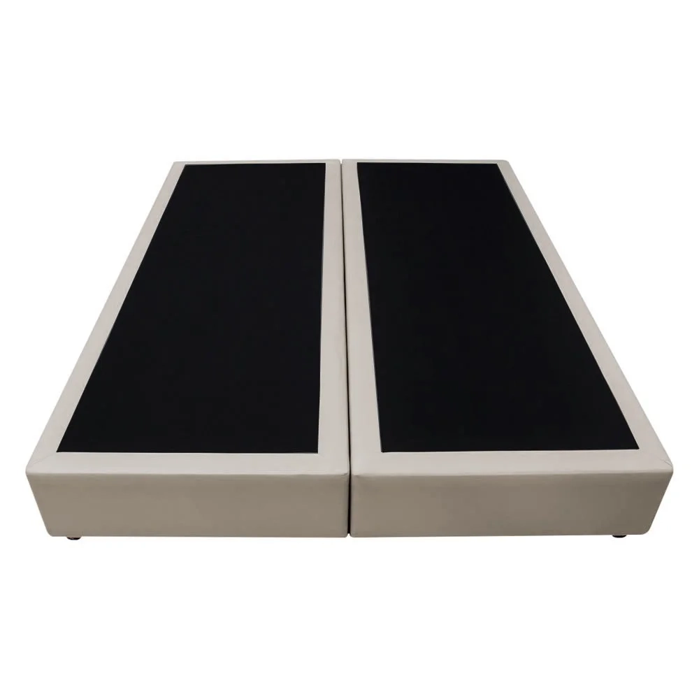 Base Box para Cama Casal King 192x203cm Bipartido Liz S05 Sintético Bege - Mpozenato