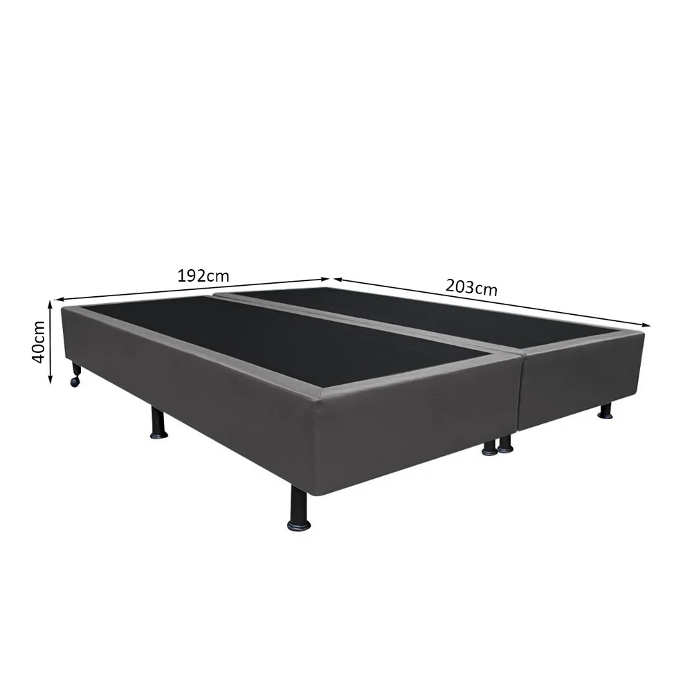 Base Box para Cama Casal King 192x203cm Bipartido Liz S05 Sintético Cinza - Mpozenato