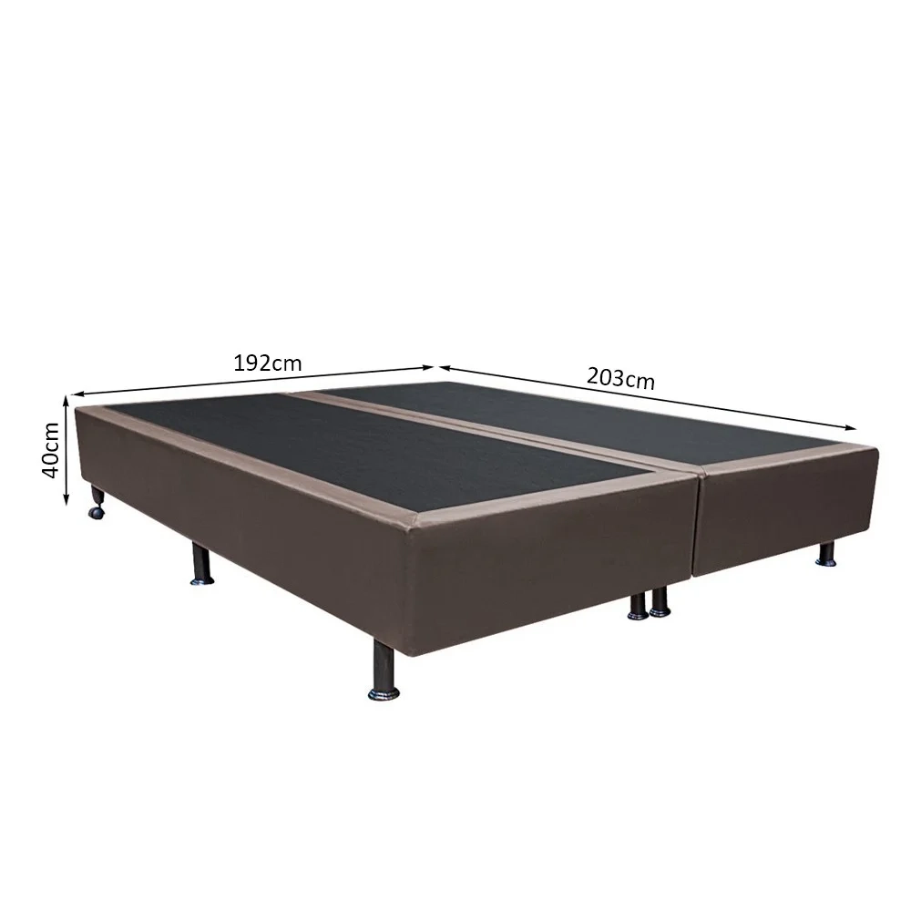 Base Box para Cama Casal King 192x203cm Bipartido Liz S05 Sintético Marrom - Mpozenato