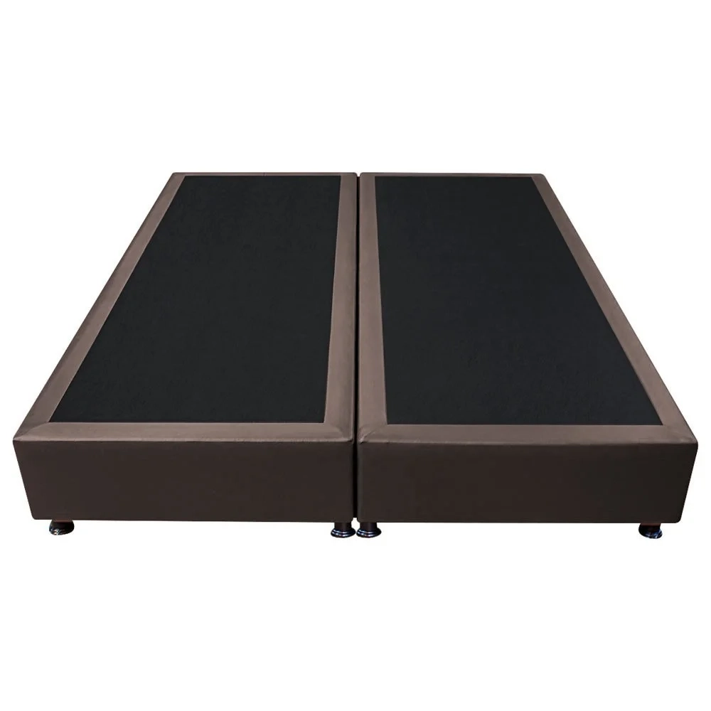 Base Box para Cama Casal King 192x203cm Bipartido Liz S05 Sintético Marrom - Mpozenato