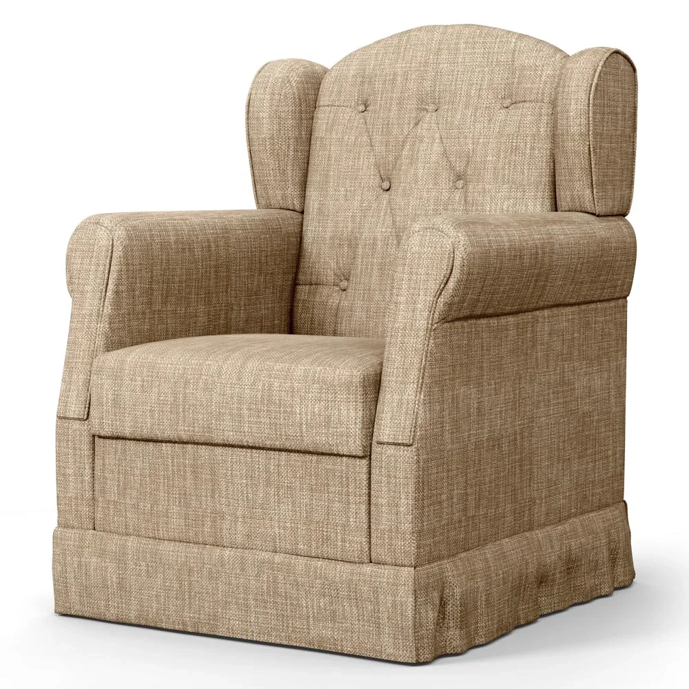 Poltrona de Amamentação Balanço e Puff Lucy Z39 Linho Bege Escuro - Mpozenato