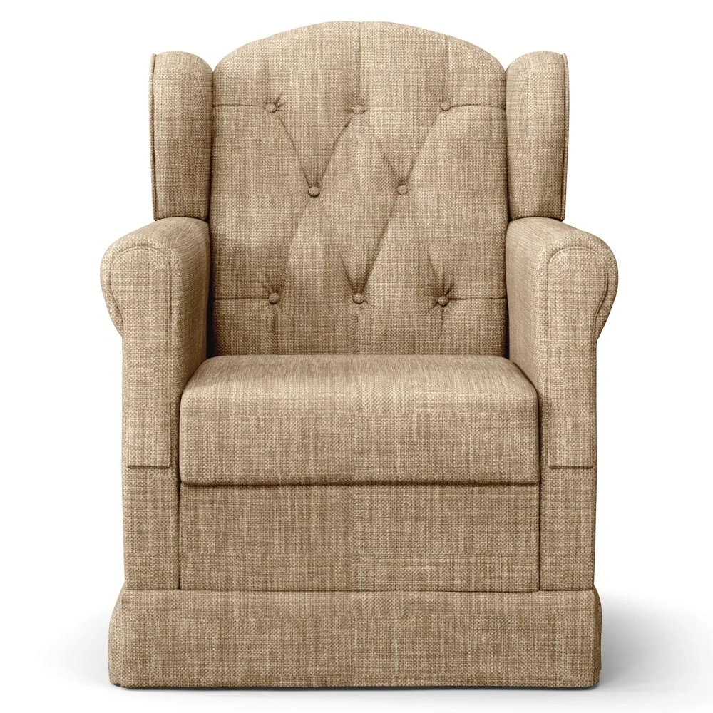 Poltrona de Amamentação Balanço e Puff Lucy Z39 Linho Bege Escuro - Mpozenato