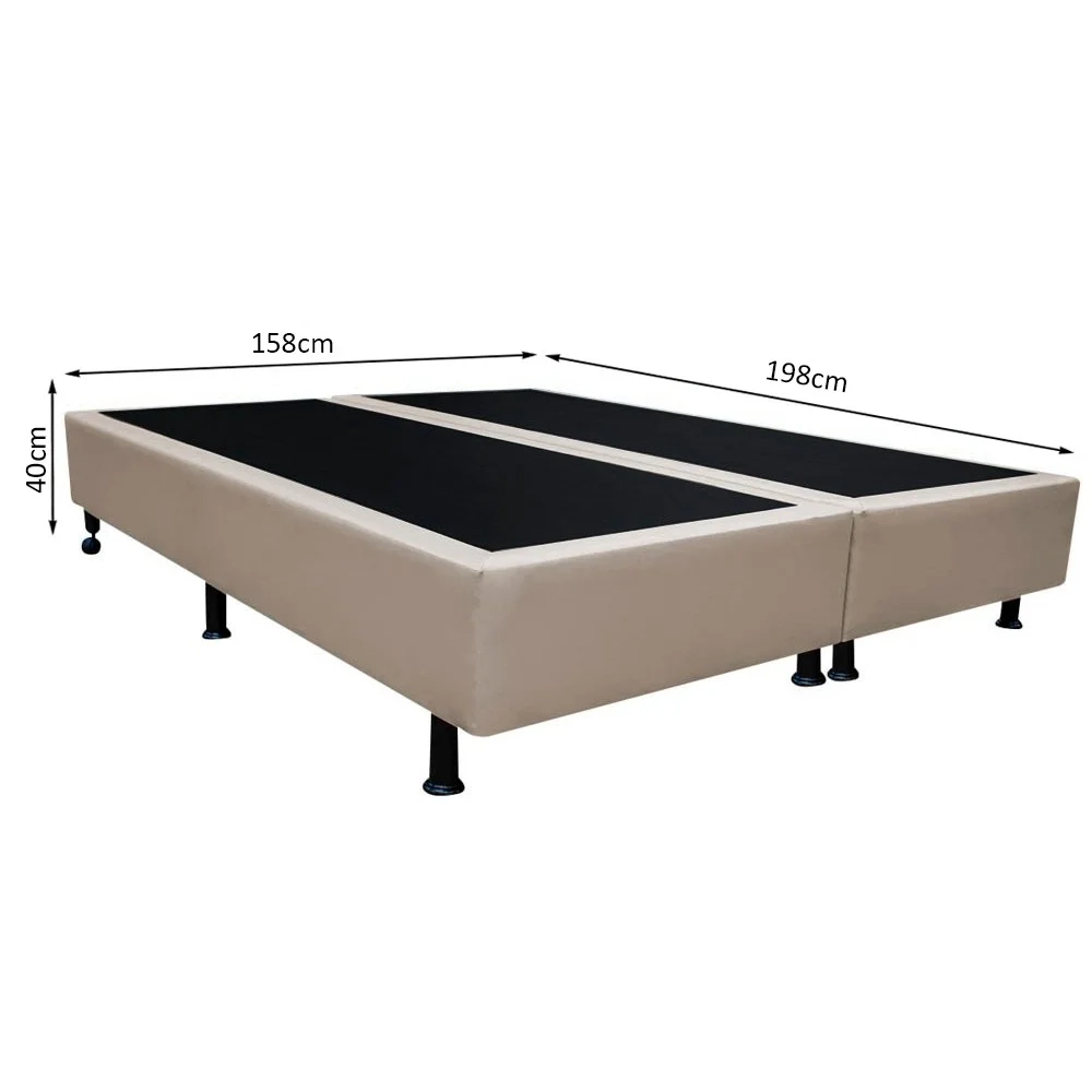 Base Box para Cama Casal Queen 158x198cm Bipartido Liz S05 Sintético Bege - Mpozenato