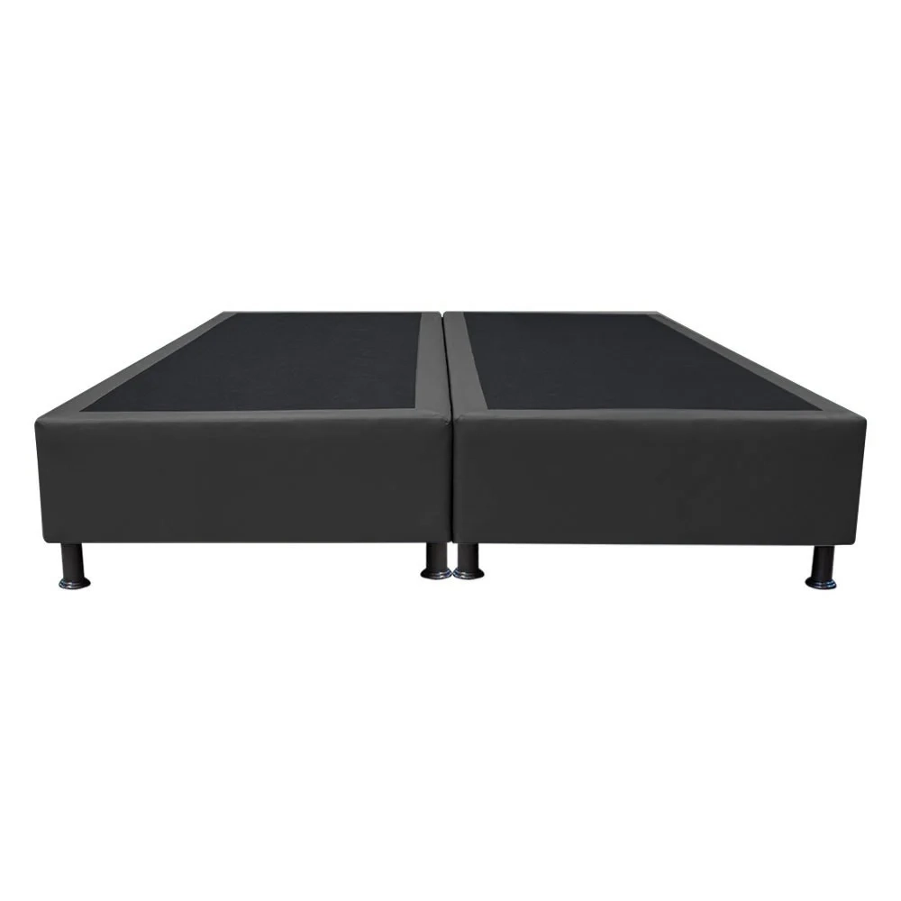 Base Box para Cama Casal King 192x203cm Bipartido Liz S05 Sintético Preto - Mpozenato