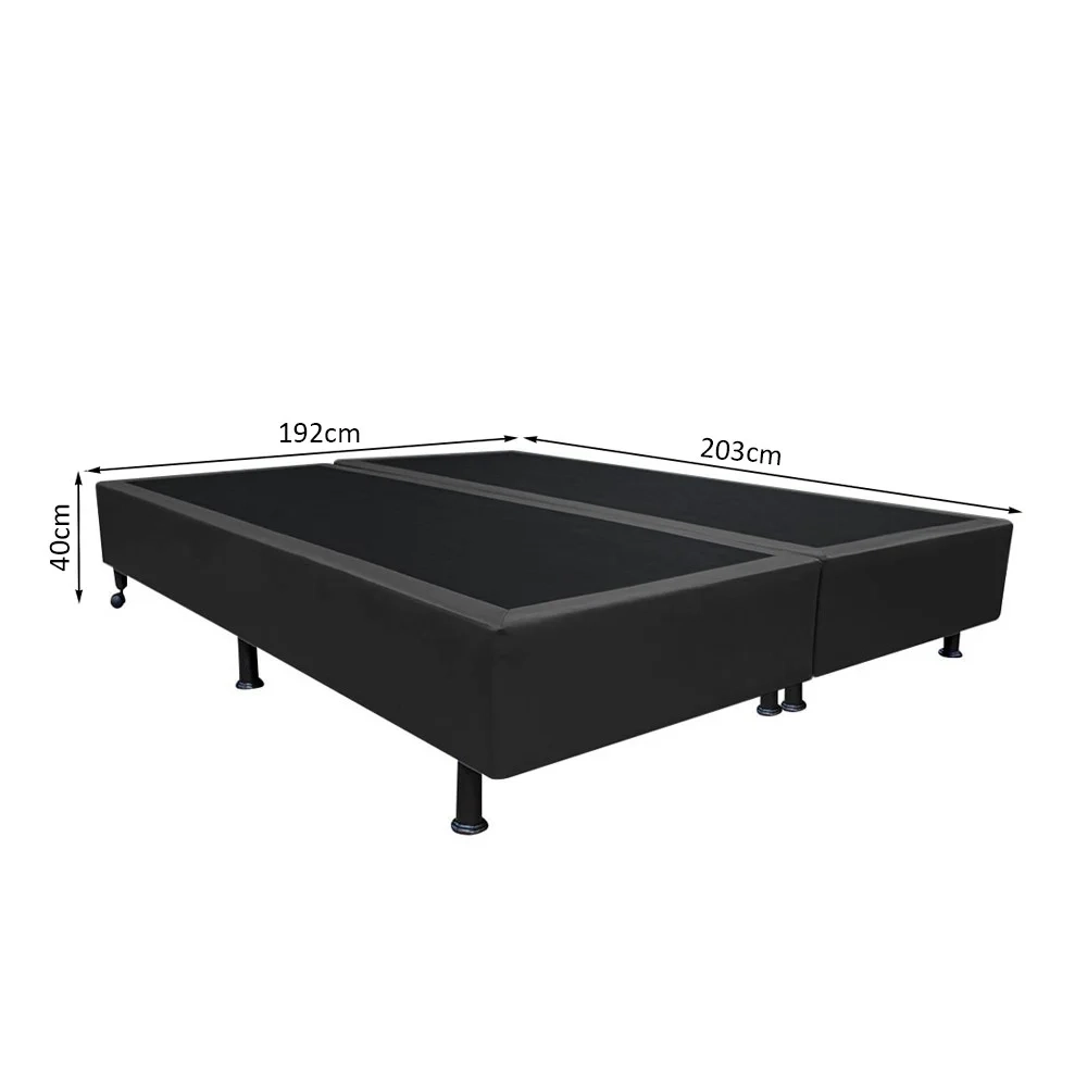 Base Box para Cama Casal King 192x203cm Bipartido Liz S05 Sintético Preto - Mpozenato