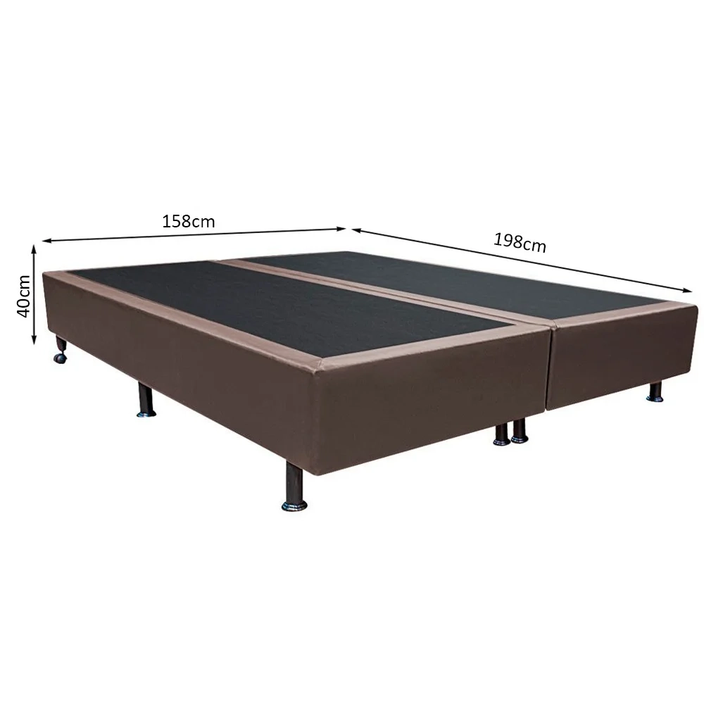 Base Box para Cama Casal Queen 158x198cm Bipartido Liz S05 Sintético Marrom - Mpozenato
