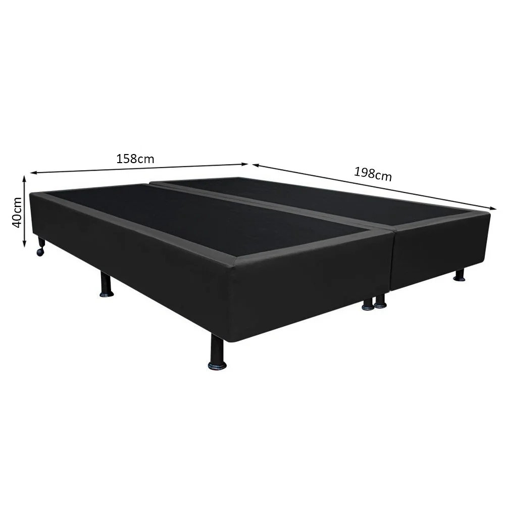 Base Box para Cama Casal Queen 158x198cm Bipartido Liz S05 Sintético Preto - Mpozenato