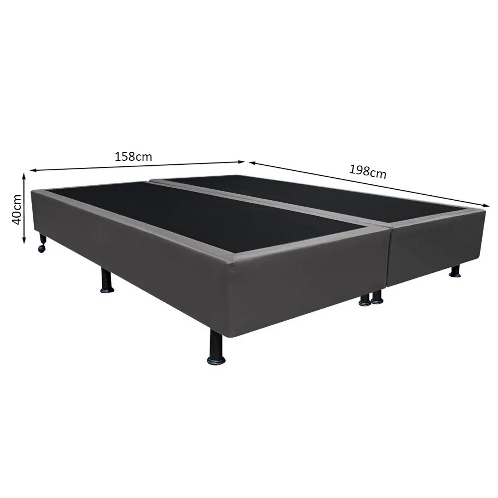 Base Box para Cama Casal Queen 158x198cm Bipartido Liz S05 Sintético Cinza - Mpozenato