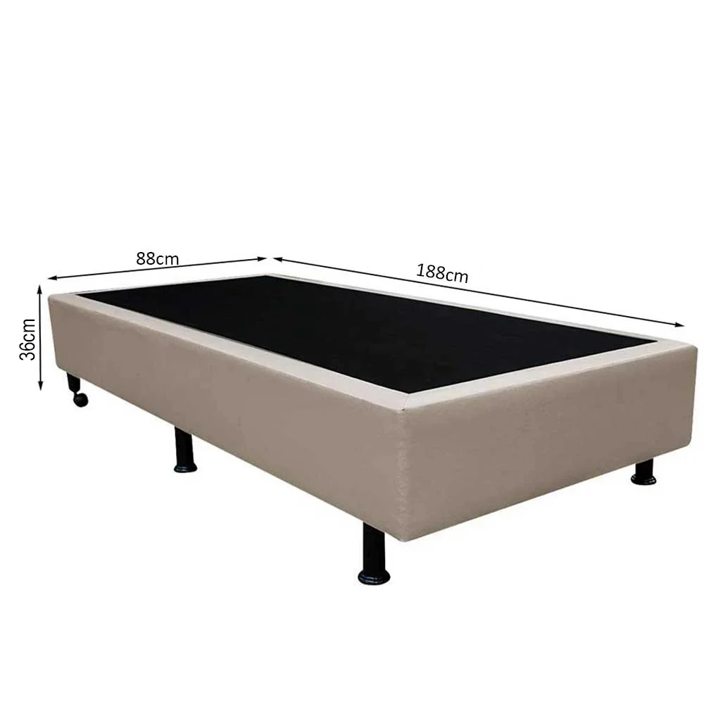 Base Box para Cama Solteiro 88x188cm Liz S05 Sintético Bege - Mpozenato