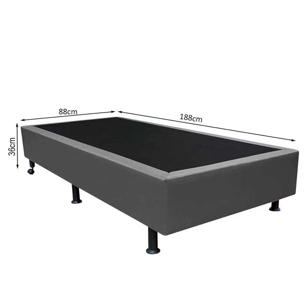Base Box para Cama Solteiro 88x188cm Liz S05 Sintético Cinza - Mpozenato