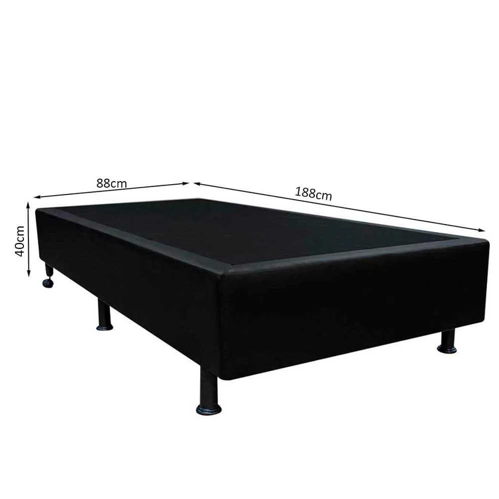 Base Box para Cama Solteiro 88x188cm Liz S05 Sintético Preto - Mpozenato