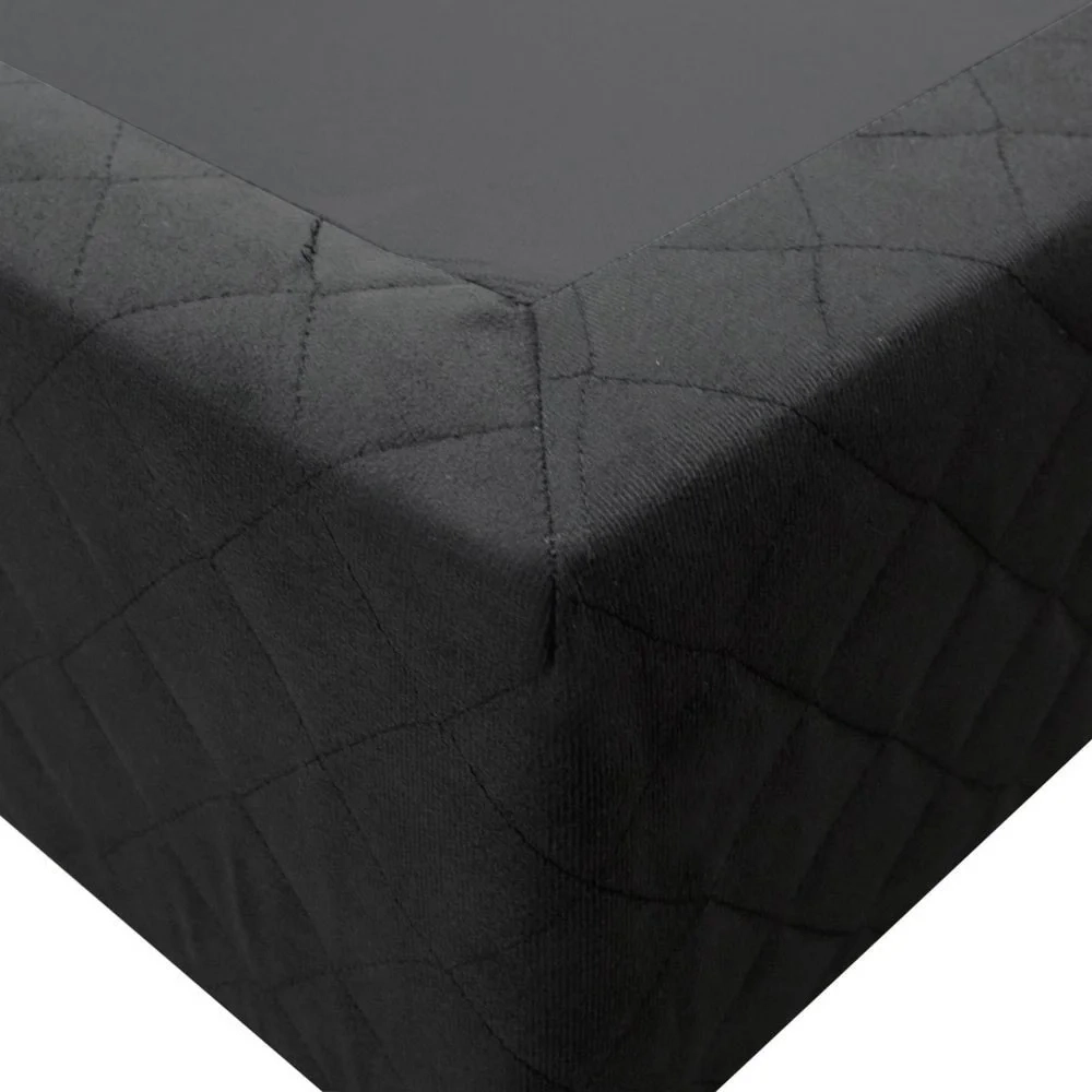 Base Box para Cama Viúva 128x188cm Liz S05 Suede Bordado Preto - Mpozenato