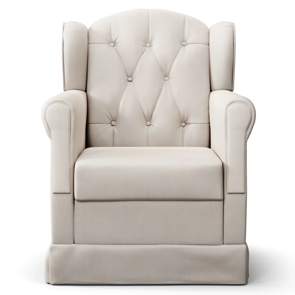 Poltrona de Amamentação Balanço e Puff Lucy Z39 Suede Bege - Mpozenato