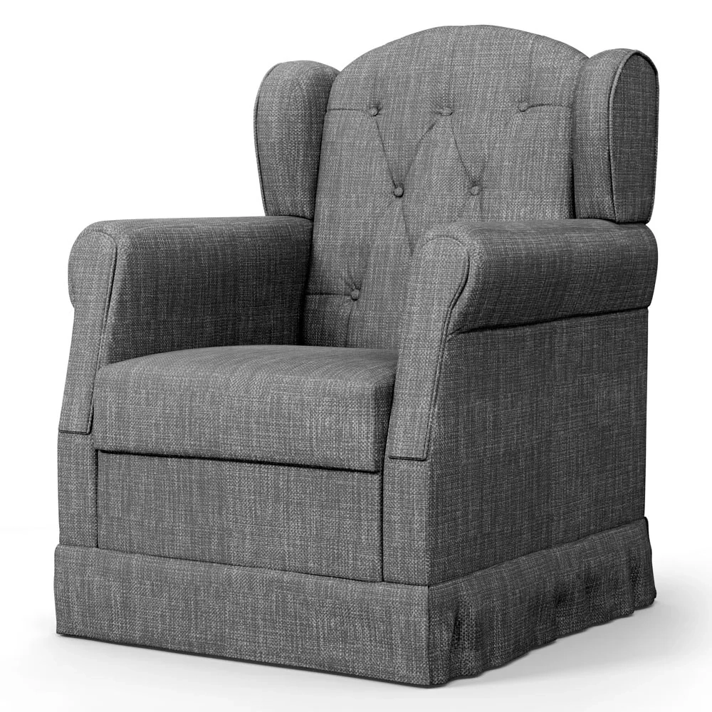 Poltrona de Amamentação Balanço e Puff Lucy Z39 Linho Cinza Escuro - Mpozenato