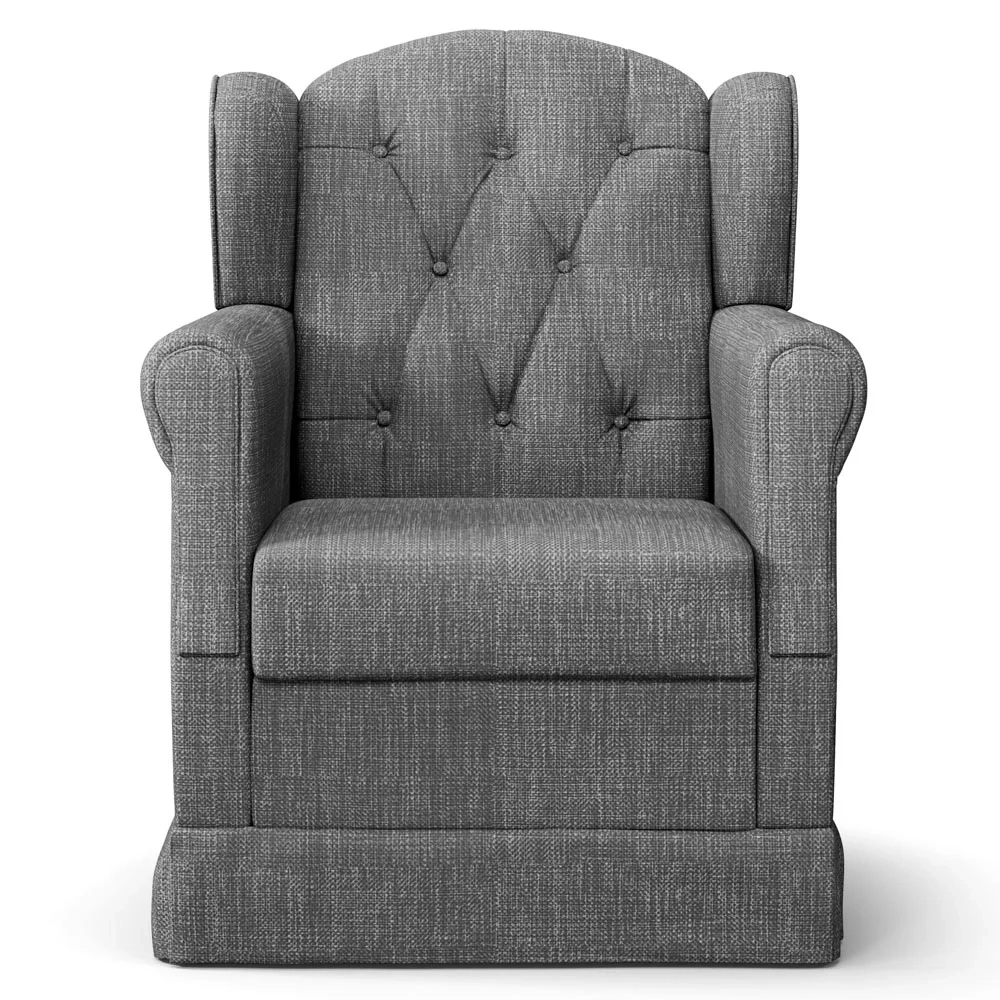 Poltrona de Amamentação Balanço e Puff Lucy Z39 Linho Cinza Escuro - Mpozenato