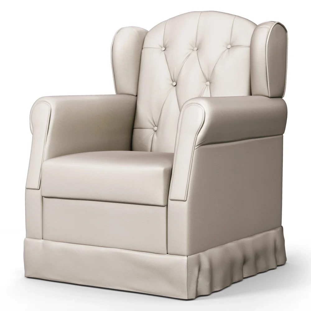 Poltrona de Amamentação Fixa com Puff Lucy Z39 Sintético Bege - Mpozenato