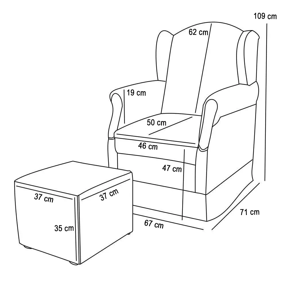 Poltrona de Amamentação Fixa com Puff Lucy Z39 Sintético Bege - Mpozenato