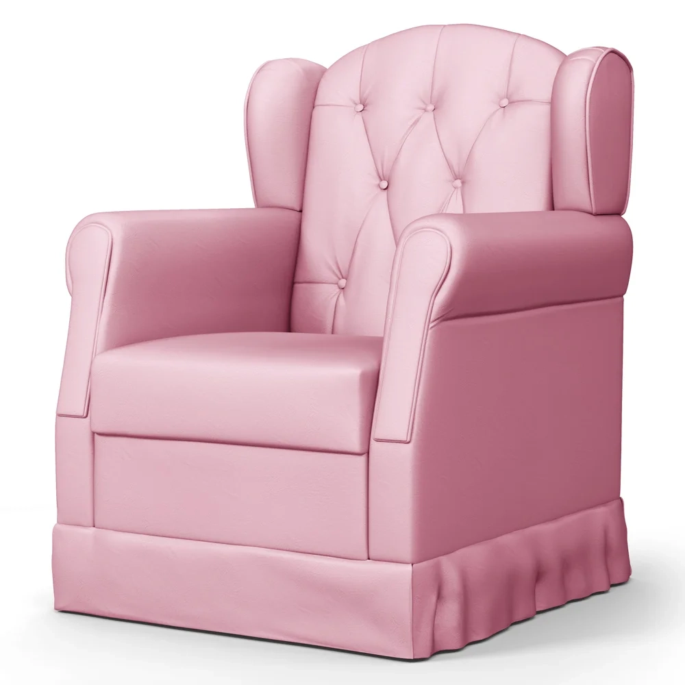 Poltrona de Amamentação Fixa com Puff Lucy Z39 Sintético Rosa - Mpozenato