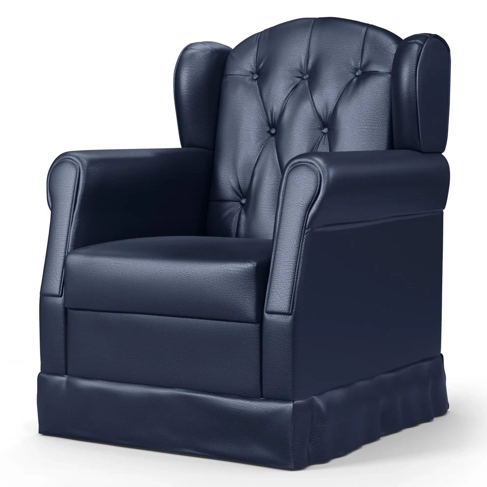 Poltrona de Amamentação Fixa com Puff Lucy Z39 Sintético Azul Marinho - Mpozenato