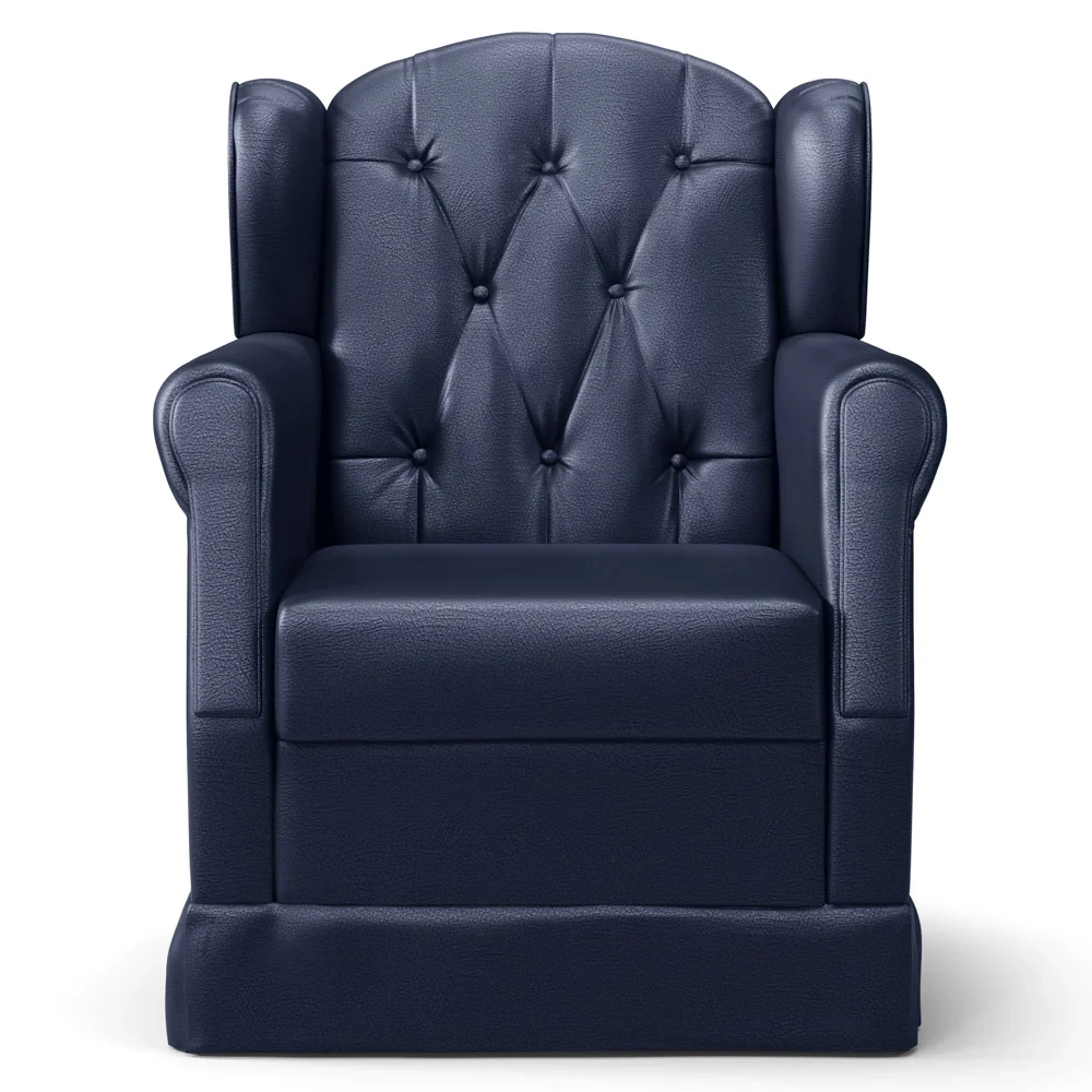 Poltrona de Amamentação Fixa com Puff Lucy Z39 Sintético Azul Marinho - Mpozenato