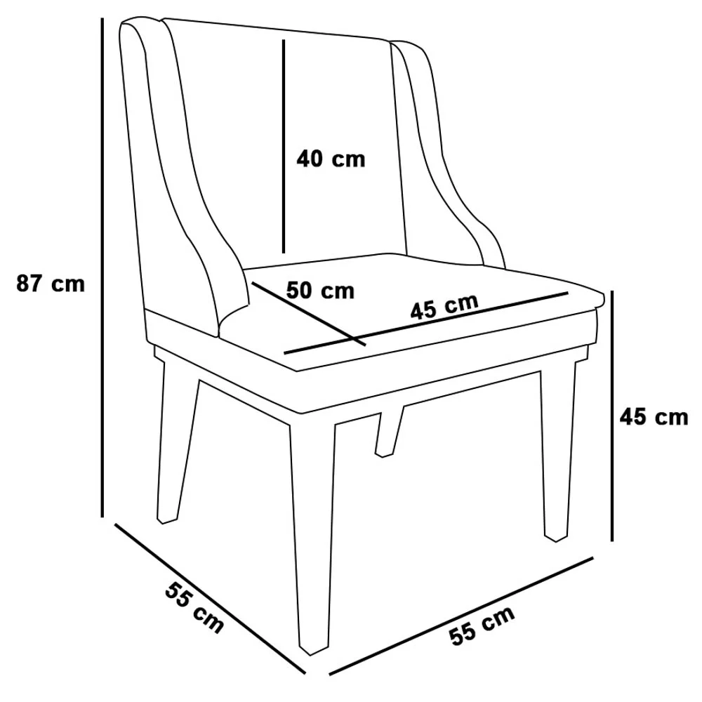 Cadeira Estofada para Sala de Jantar Base Fixa de Madeira Castanho Lia Sintético Branco - Ibiza