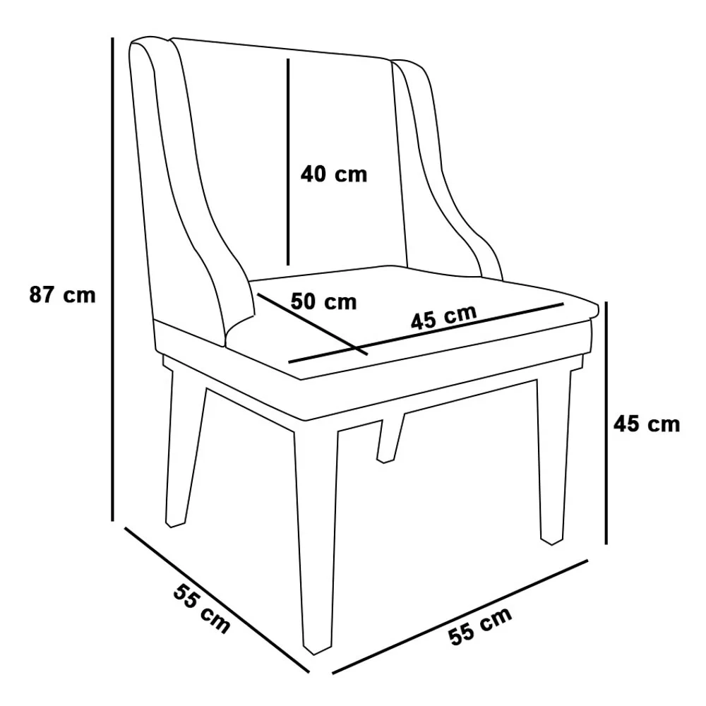 Cadeira Estofada para Sala de Jantar Base Fixa de Madeira Castanho Lia Linho Bege - Ibiza