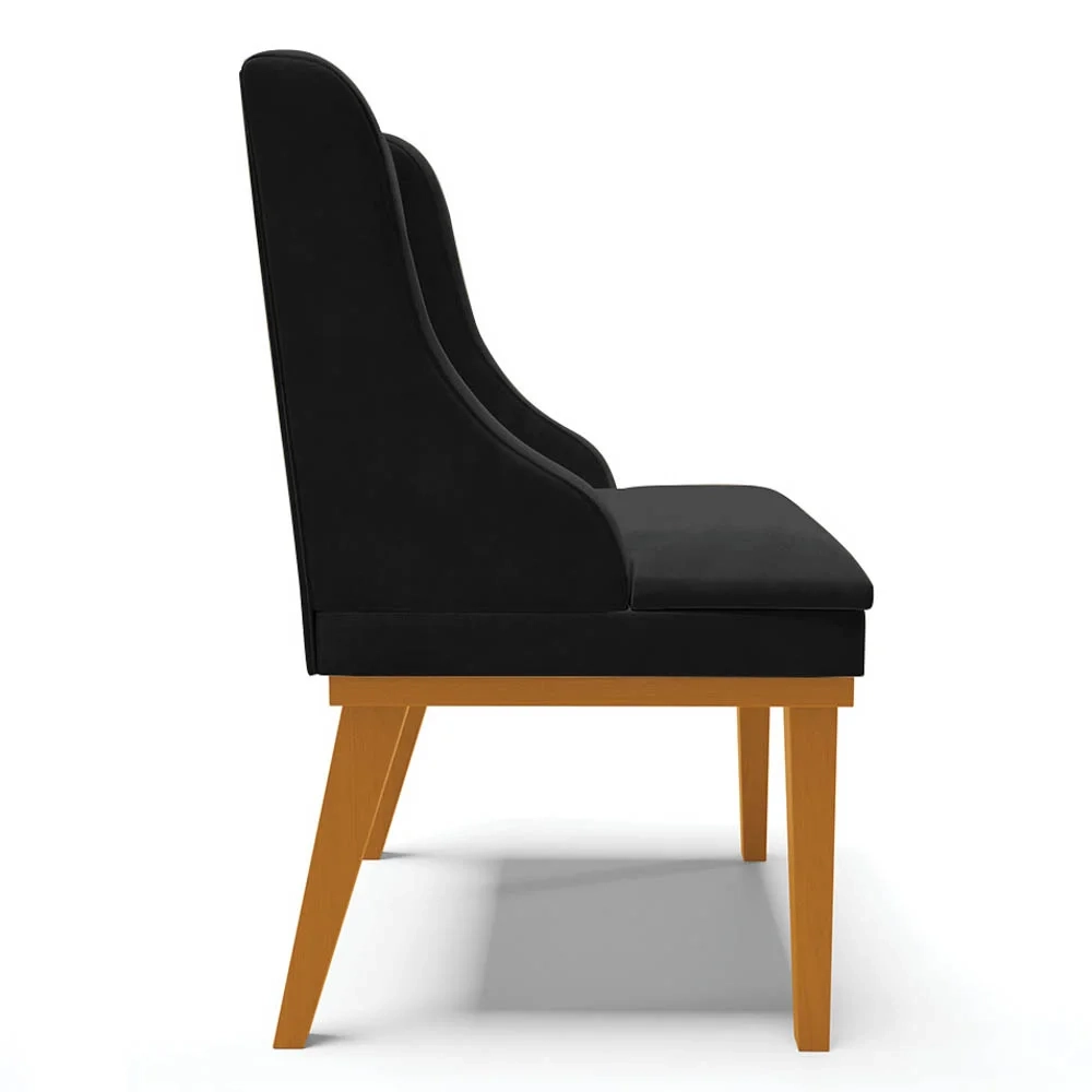 Cadeira Estofada para Sala de Jantar Base Fixa de Madeira Castanho Lia Suede Preto - Ibiza