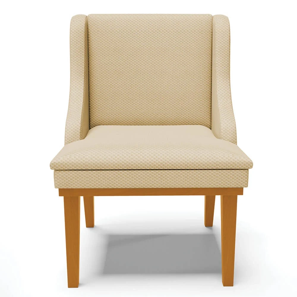 Cadeira Estofada para Sala de Jantar Base Fixa de Madeira Castanho Lia Veludo Off White - Ibiza