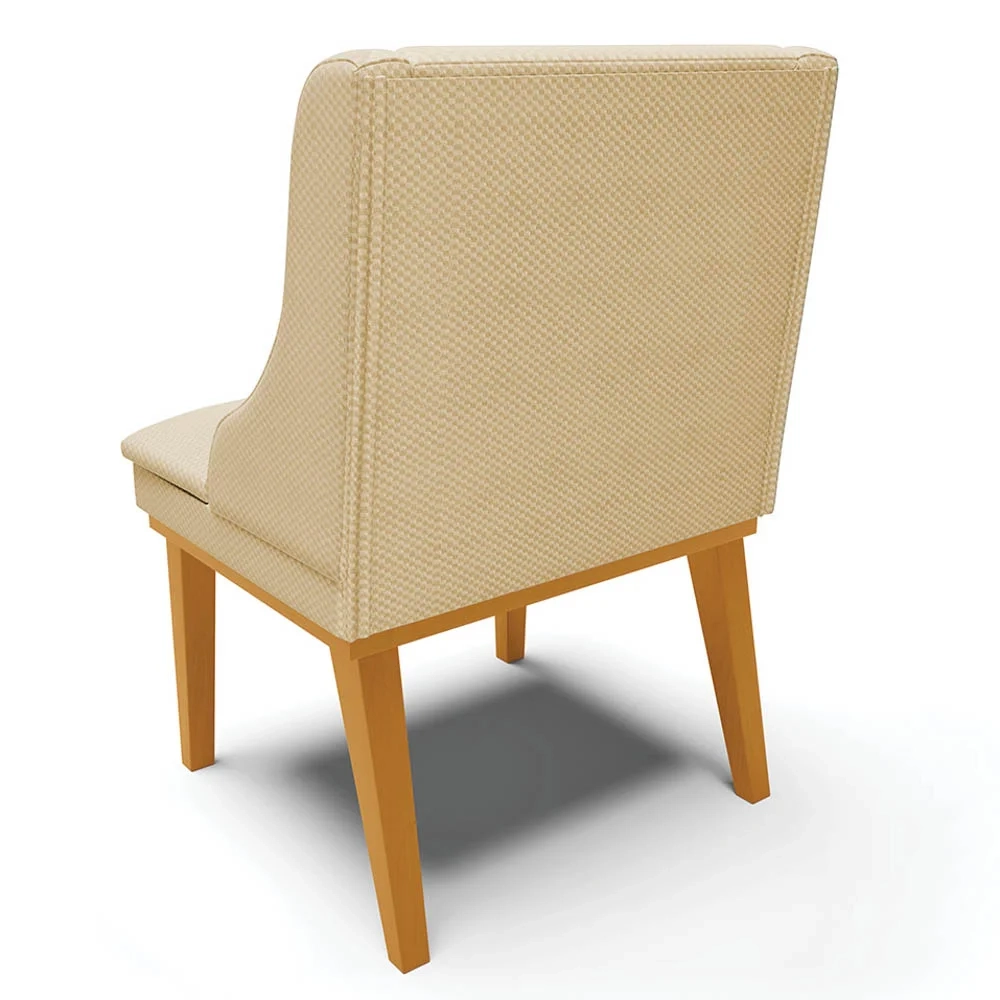 Cadeira Estofada para Sala de Jantar Base Fixa de Madeira Castanho Lia Veludo Off White - Ibiza