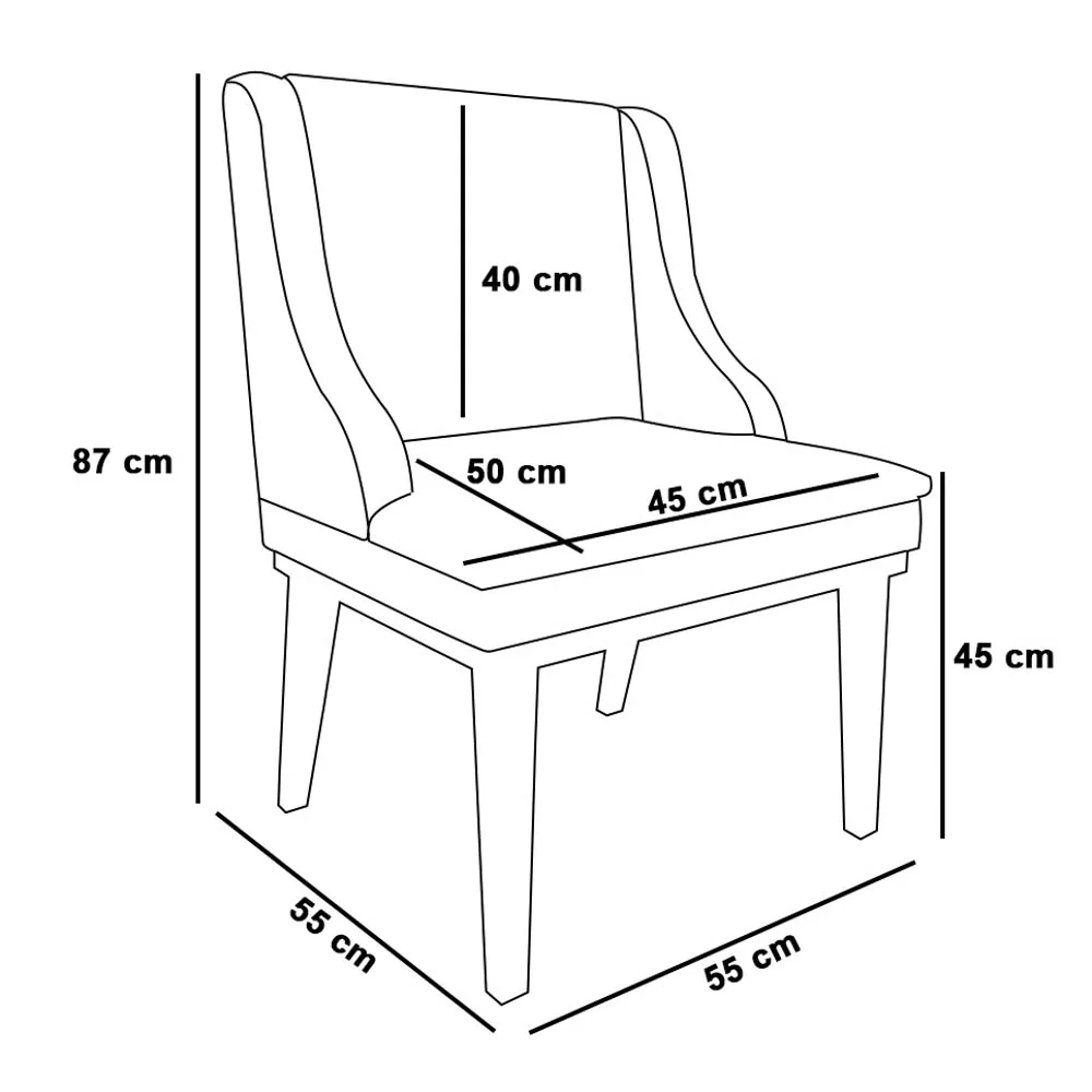 Cadeira Estofada para Sala de Jantar Base Fixa de Madeira Castanho Lia Veludo Grafite- Ibiza