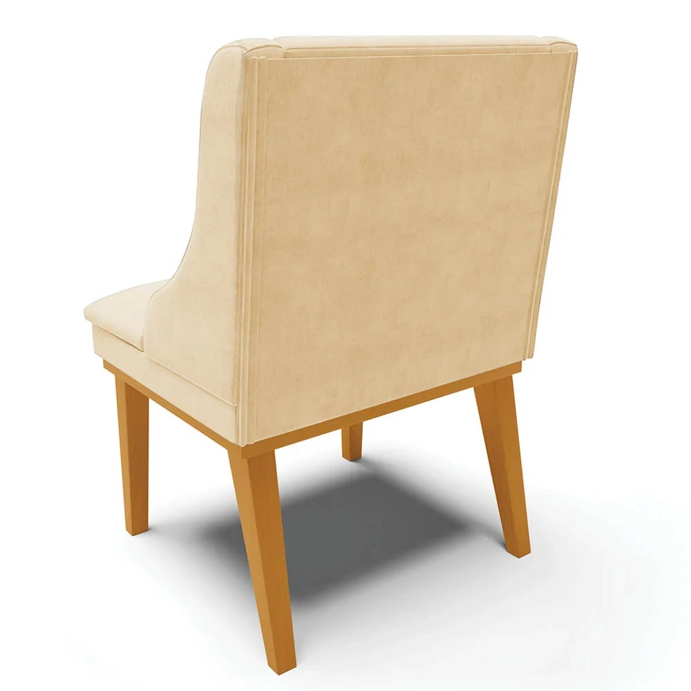 Kit 2 Cadeiras Estofadas para Sala de Jantar Base Fixa de Madeira Castanho Lia Suede Bege - Ibiza