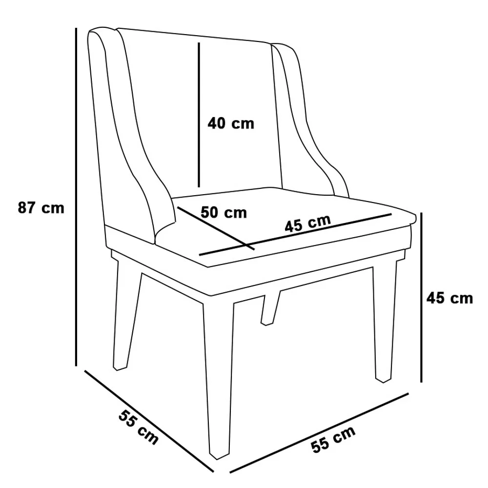 Kit 8 Cadeiras Estofadas para Sala de Jantar Base Fixa de Madeira Castanho Lia Suede Grafite - Ibiza