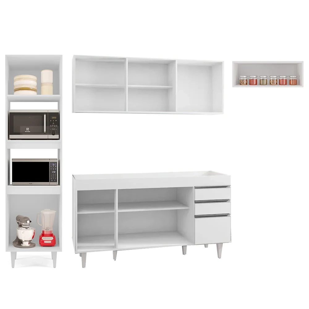 Armário de Cozinha Modulada 4 Peças CP10 Balcão Branco - Lumil