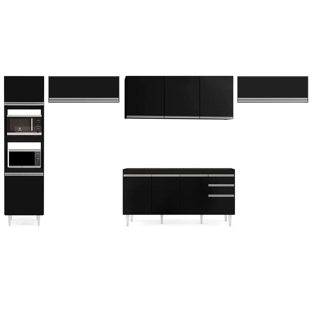 Armário de Cozinha Modulada 5 Peças CP13 Balcão Preto - Lumil
