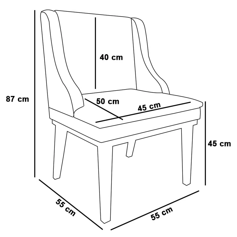 Kit 2 Cadeiras Estofadas para Sala de Jantar Base Fixa de Madeira Castanho Lia Veludo Cinza - Ibiza