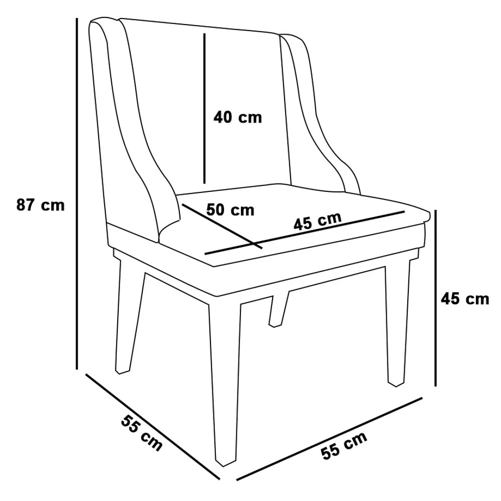 Kit 2 Cadeiras Estofadas Sala de Jantar Base Fixa de Madeira Castanho Lia Sintético Bege - Ibiza