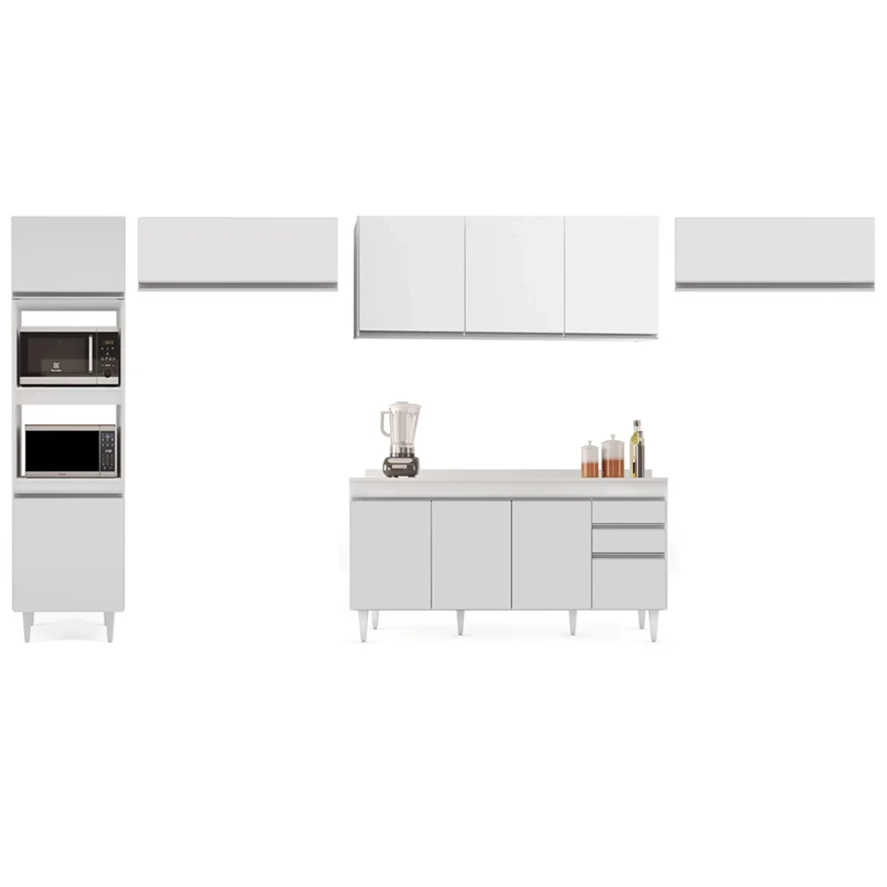 Armário de Cozinha Modulada 5 Peças CP14 Balcão com Tampo Branco - Lumil