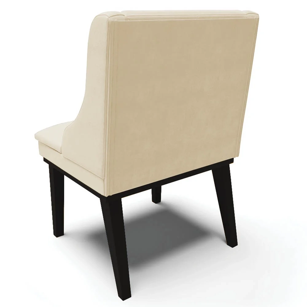 Cadeira Estofada para Sala de Jantar Base Fixa de Madeira Preto Lia Sintético Bege - Ibiza