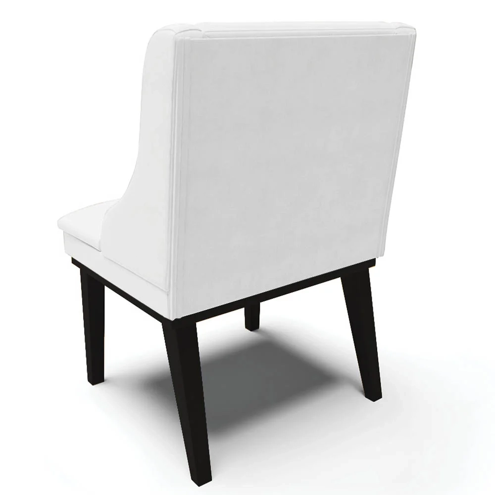 Cadeira Estofada para Sala de Jantar Base Fixa de Madeira Preto Lia Sintético Branco - Ibiza