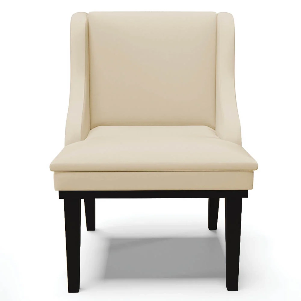 Kit 2 Cadeiras Estofadas Sala de Jantar Base Fixa de Madeira Preto Lia Sintético Bege - Ibiza