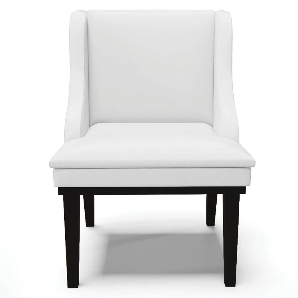 Kit 2 Cadeiras Estofadas Sala de Jantar Base Fixa de Madeira Preto Lia Sintético Branco - Ibiza