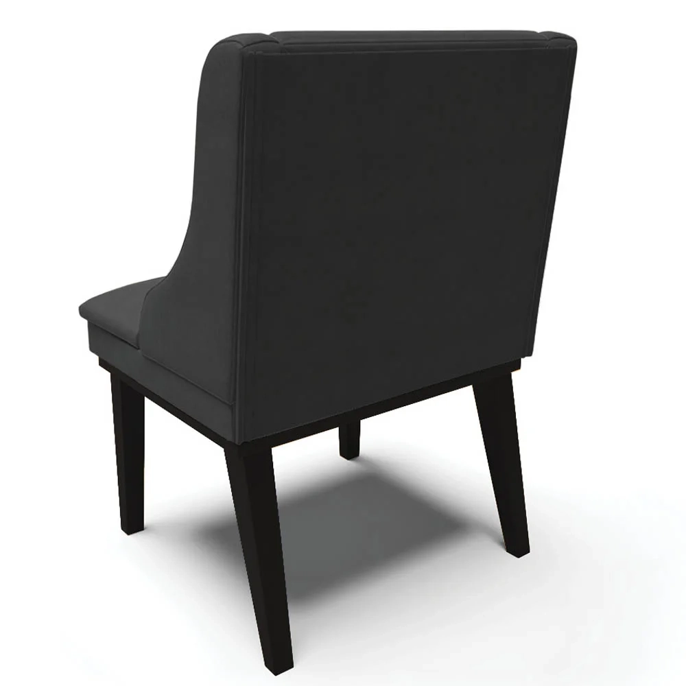 Kit 4 Cadeiras Estofadas Sala de Jantar Base Fixa de Madeira Preto Lia Sintético Preto - Ibiza